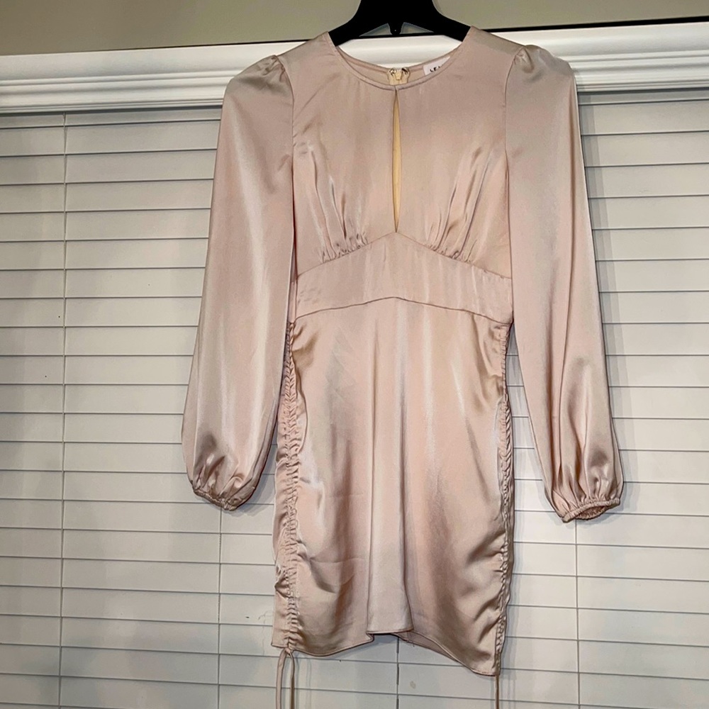 Long sleeve satin feel dress